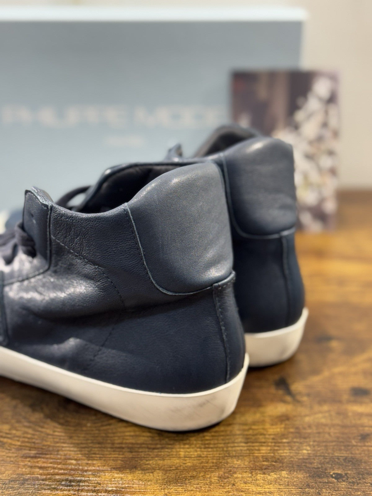 Philippe Model Sneaker Uomo Classic Hi Top Pelle Blu 40