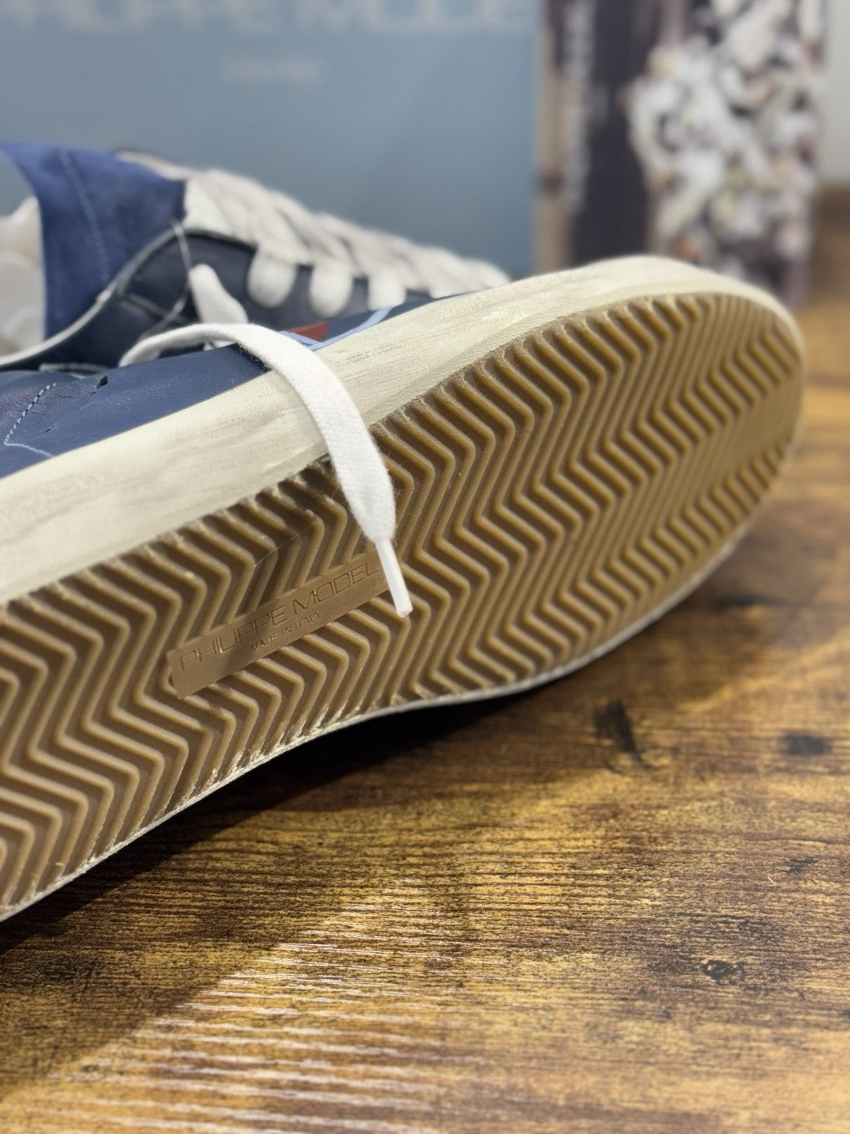 Philippe Model Sneaker Uomo Classic Low Pelle E Suede Blu 45