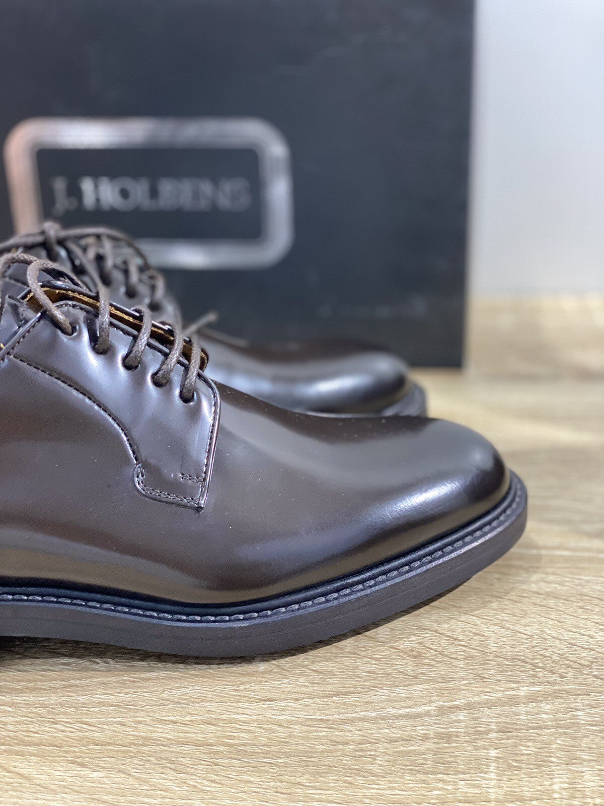 J.Holbens Derby Uomo Pelle Marrone Casual Men Shoes Made In Italy Luxury 40