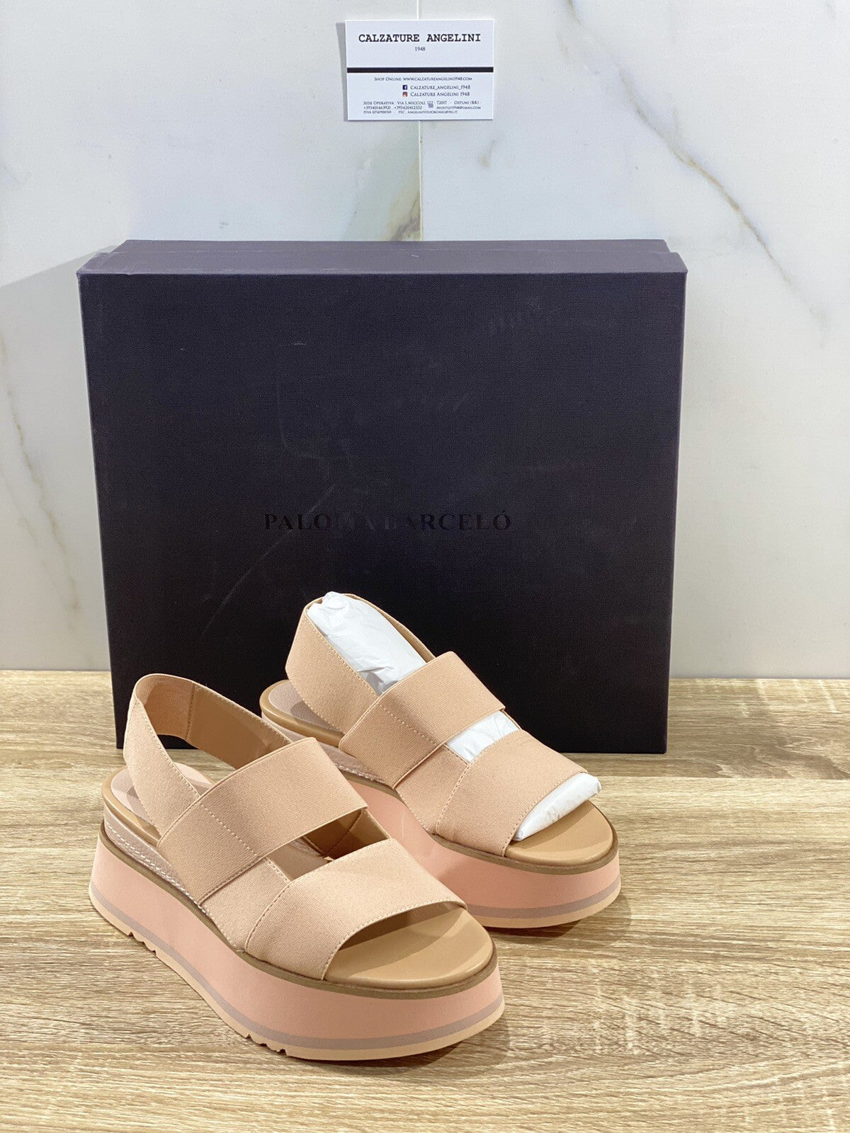 Paloma Barcelo’ sandalo donna Trinidad Elastic Pink pelle zeppa 36