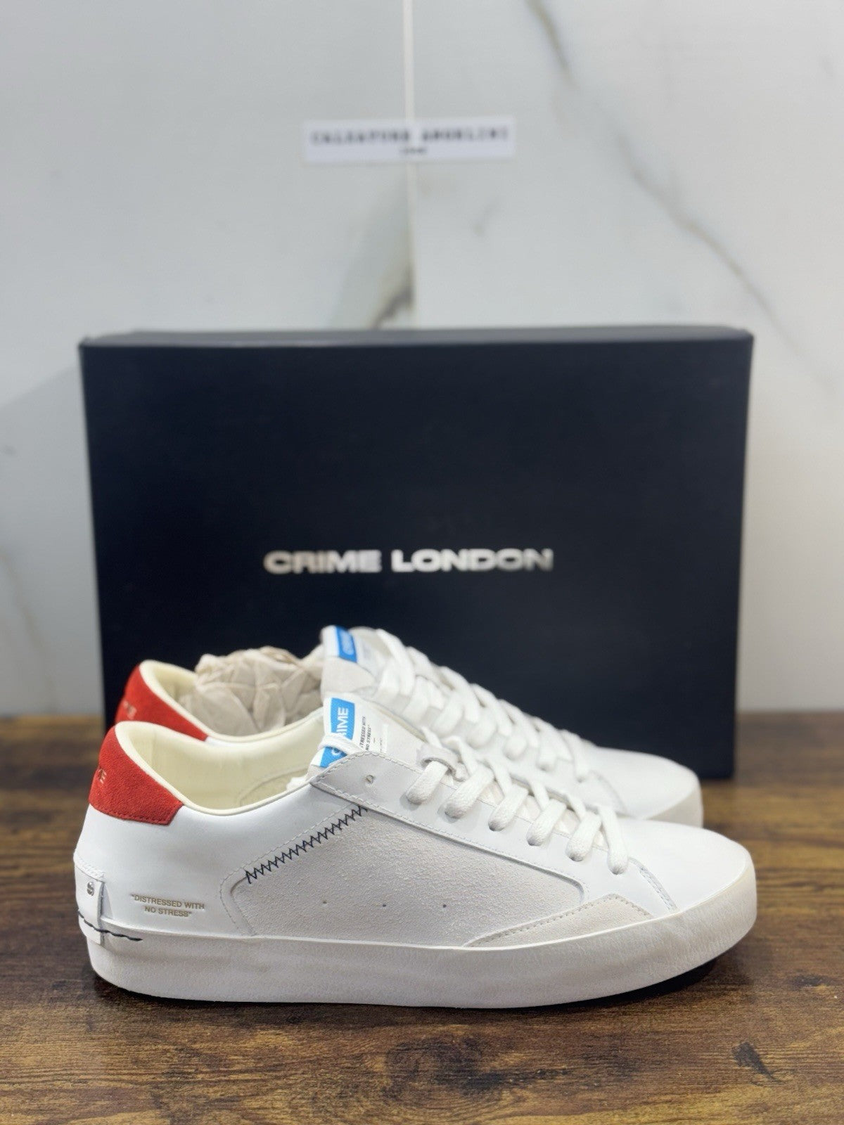 Crime London Sneaker Distressed Pelle Bianca Causal Uomo 41