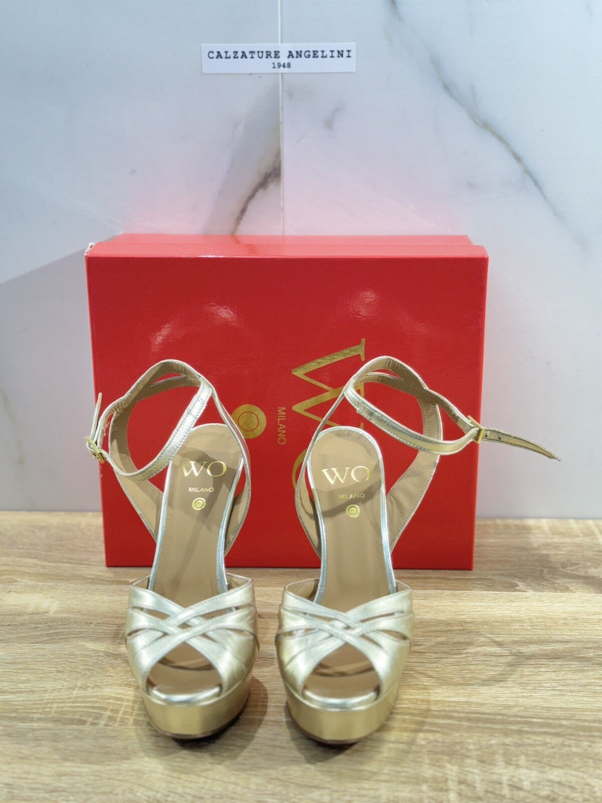 Wo Milano Sandalo Donna Pelle Laminato Platino Casual Woman Sandal 40