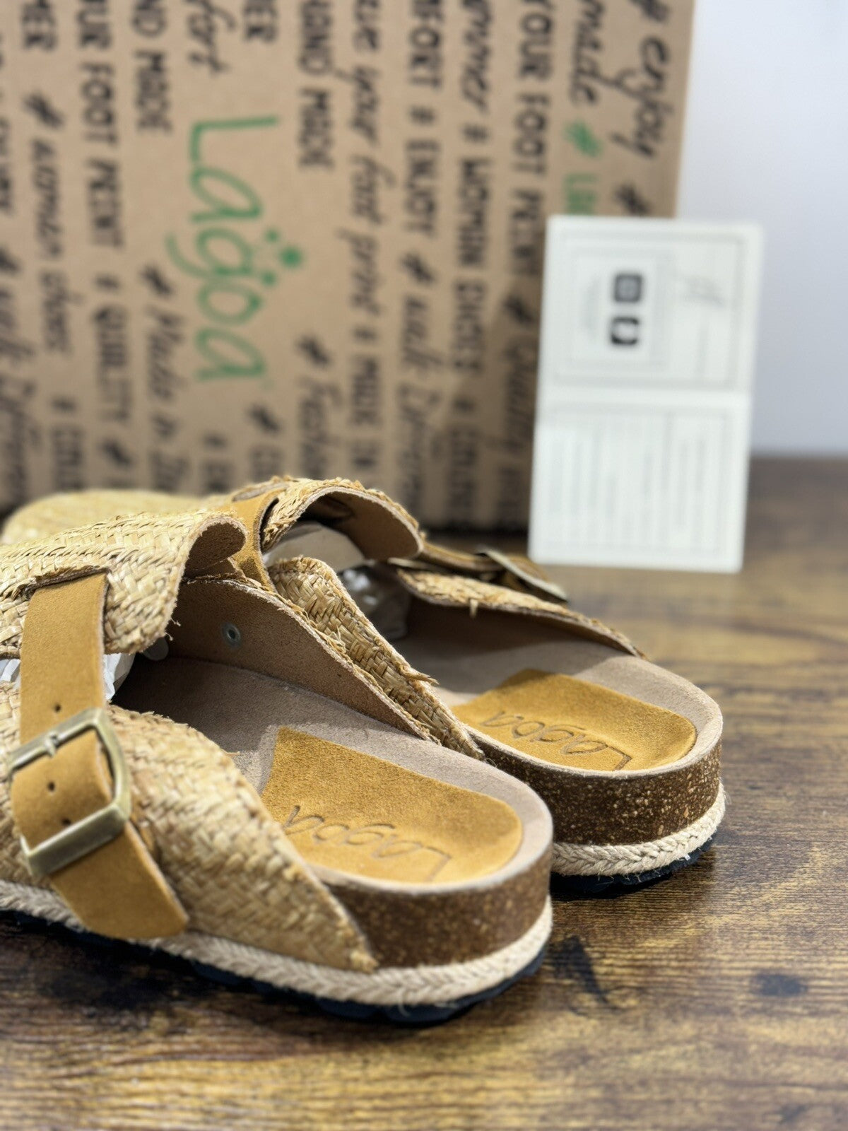 Lagoa Sandalo Donna Ciabatta Raffia Camel Casual Sandal 35
