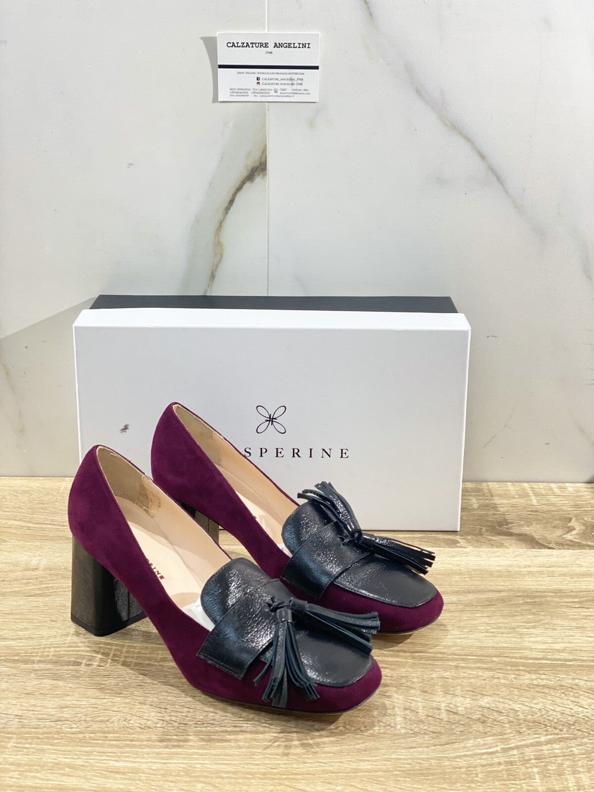 Prosperine mocassino donna tacco suede rubino 8142 made in italy 40