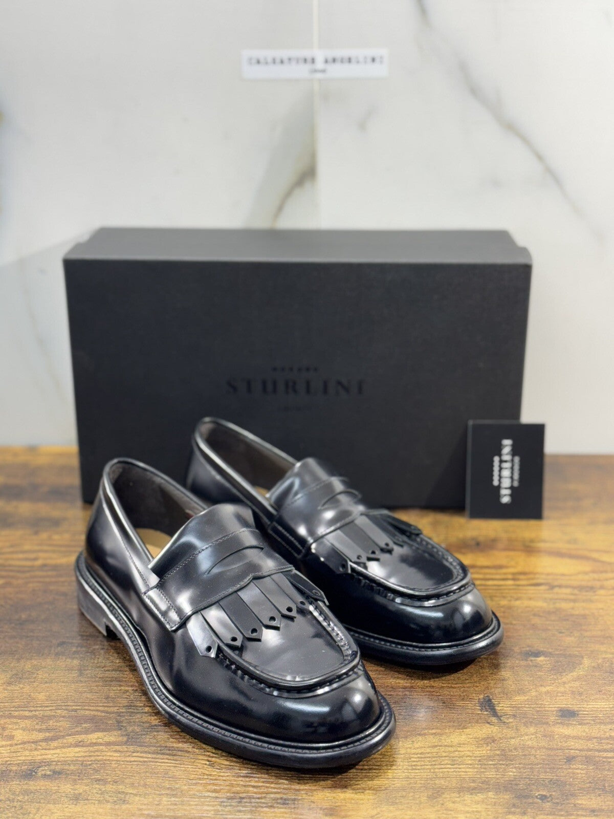 Sturlini Firenze Mocassino Uomo Pelle Nero Luxury Craftmanship Men Handmade 40