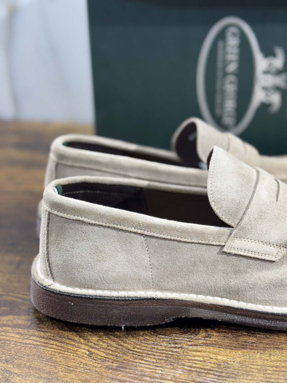 Green George Mocassino Uomo Suede Beige Luxury Handmade Men 45