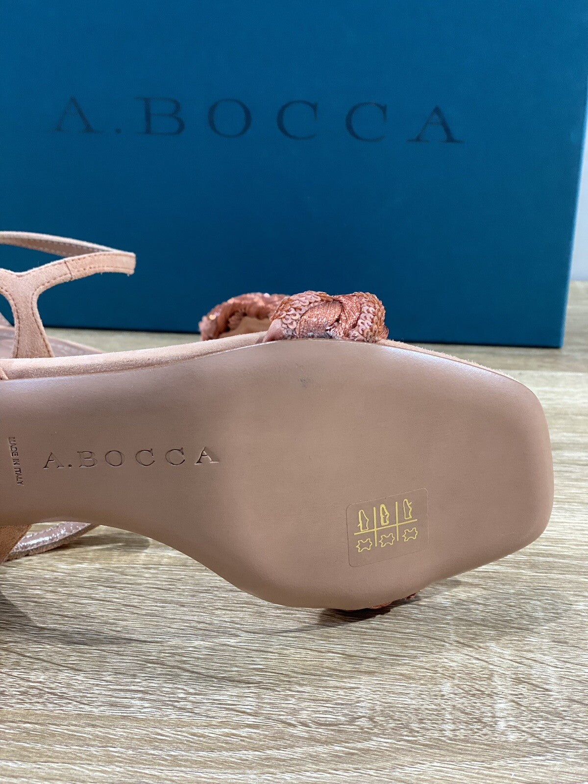 A.Bocca Sandalo Donna AB2111A In Suede Salmone Luxury Woman Sandal 37
