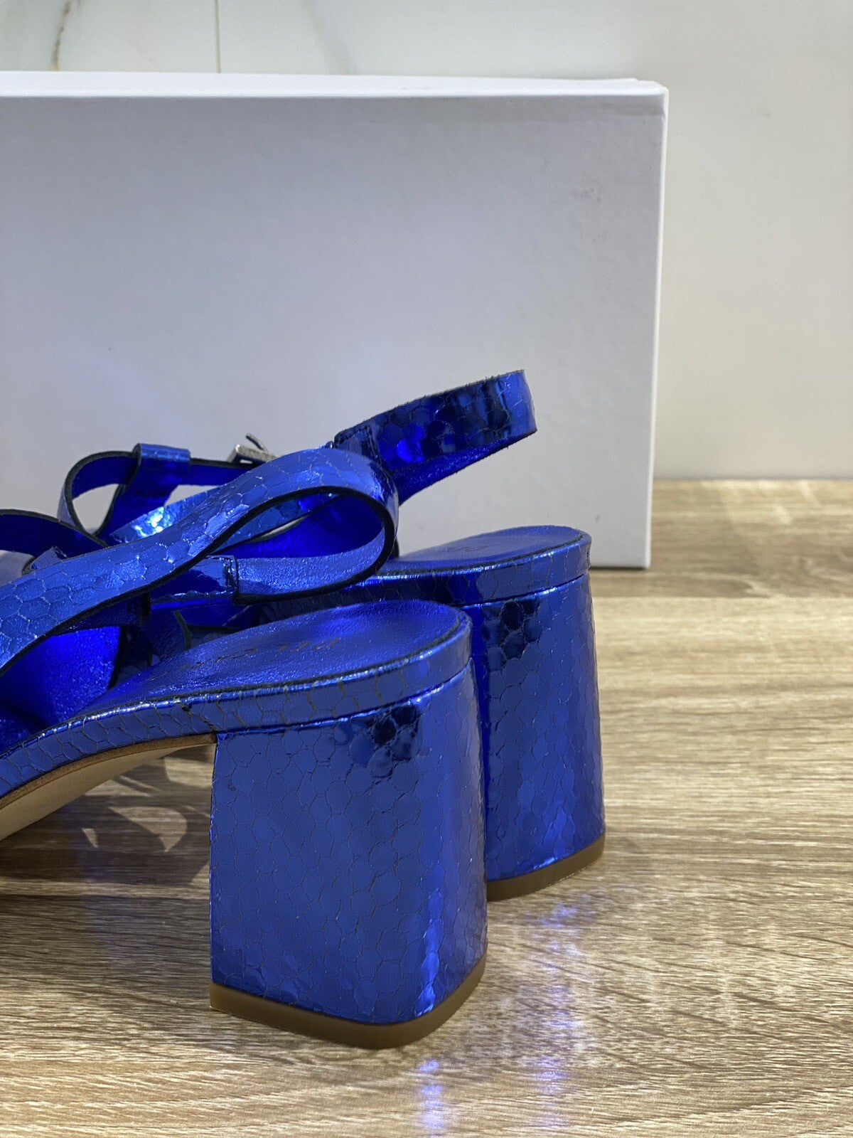 Del Carlo Sandalo Donna Doha In Pelle Blu Luxury Woman Sandal 37