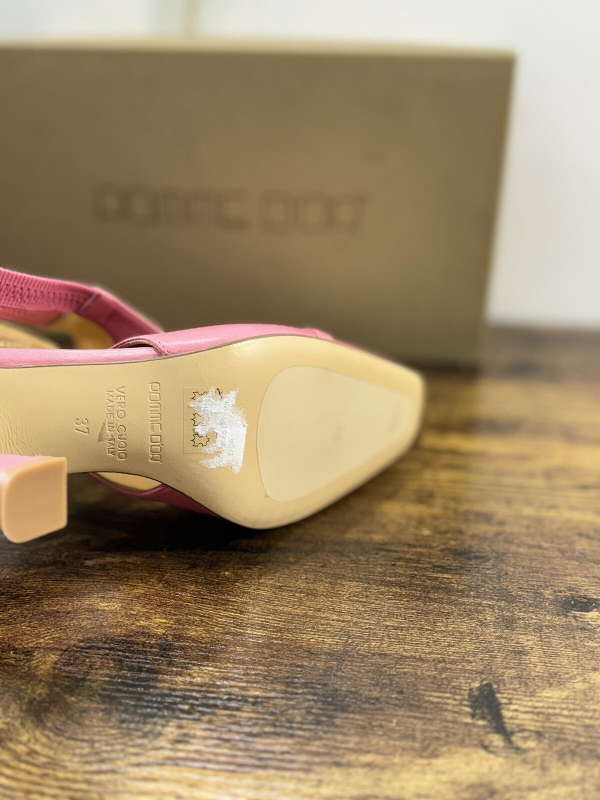 Pomme D’or Sling Back Donna Pelle Rosa Bianco Luxury Handmade Woman 39