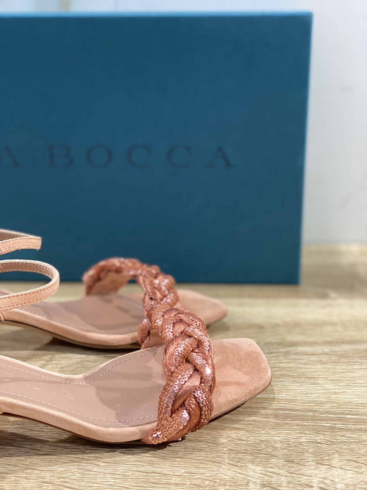 A.Bocca Sandalo Donna AB2111A In Suede Salmone Luxury Woman Sandal 37