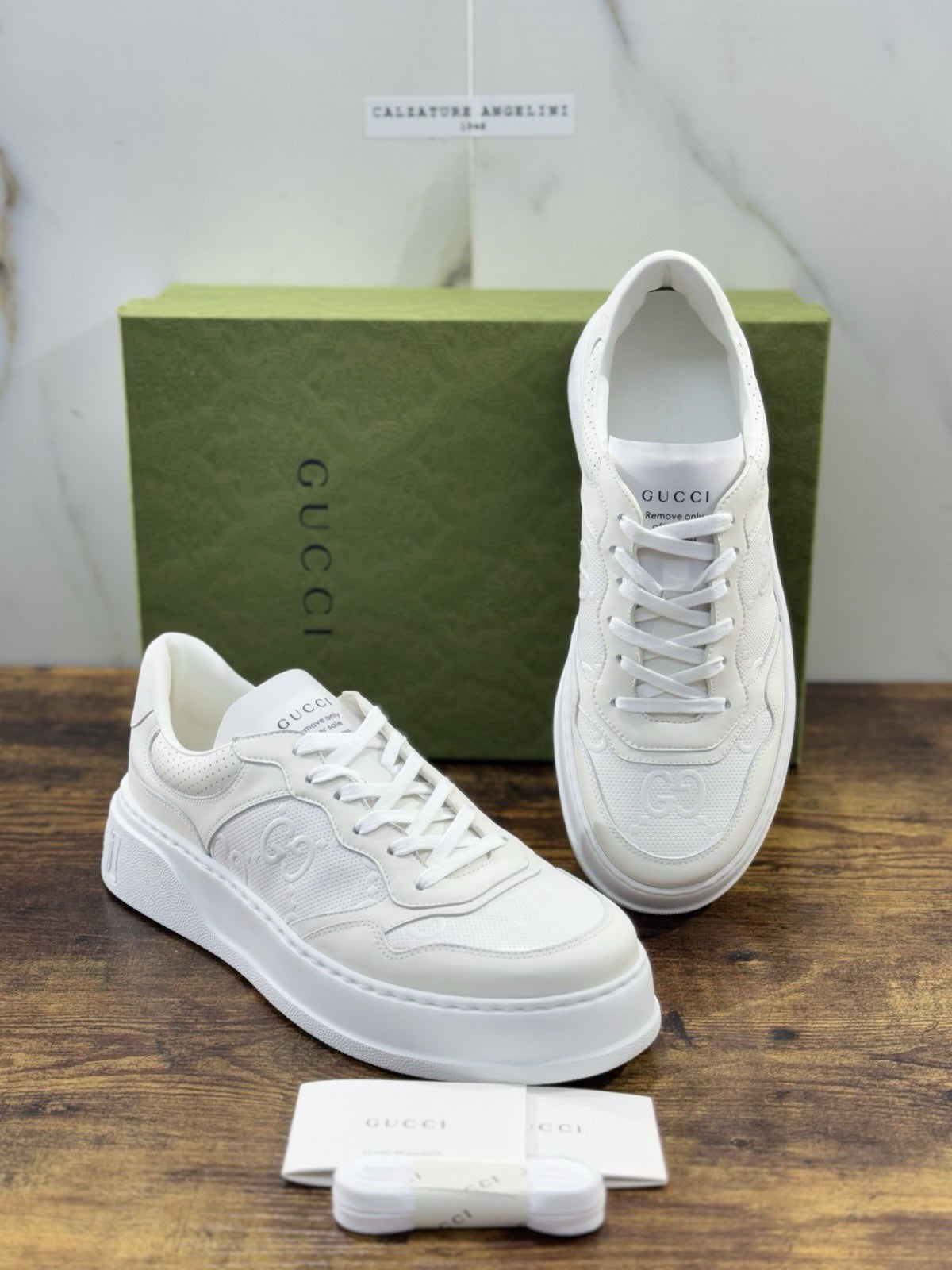 Gucci Sneaker GG Pelle Bianca Icon Gucci Uomo 43.5