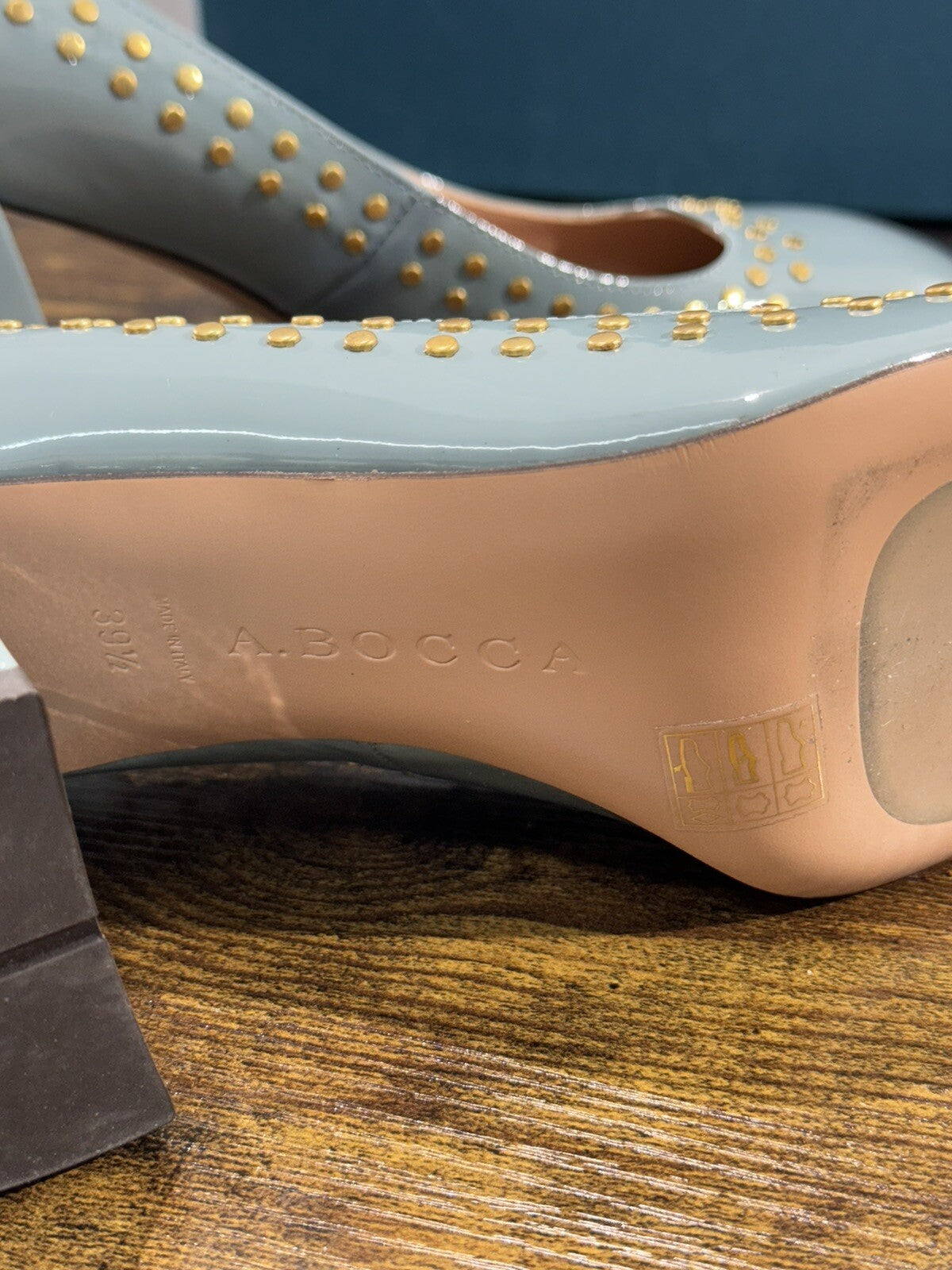 A.Bocca Two For Love Decollete Donna Pelle Cielo Tacco Luxury Handmade 39.5