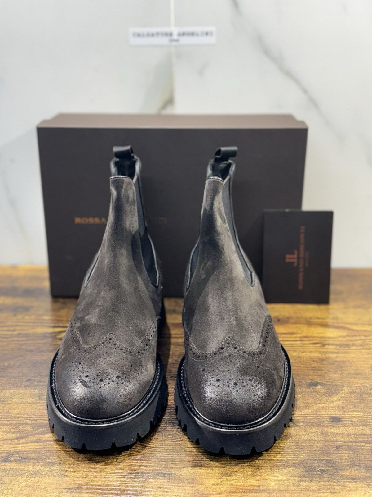 Rossano Bisconti Chelsea Boot Uomo Suede T Moro Fully Made In Italy 45