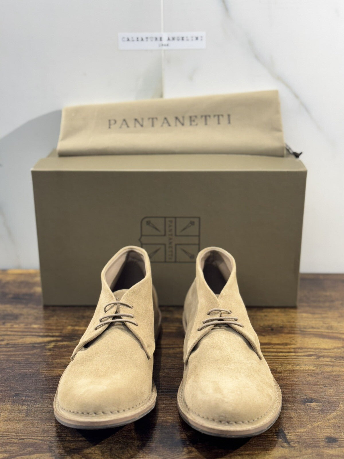 Pantanetti Polacchino Uomo Suede Beige Luxury Handmade Pantanetti Men Shoes 40