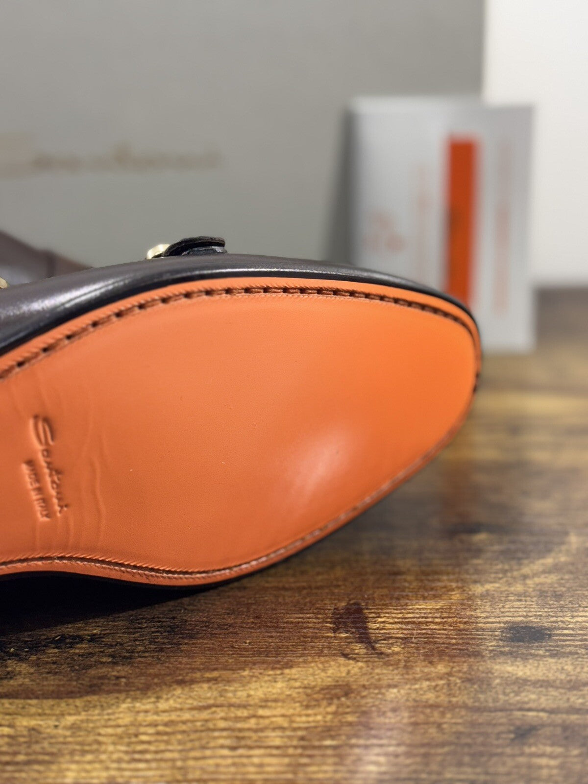 Santoni Scarpa Uomo Mocassino Doppia Fibbia Brown Luxury Men Santoni Shoes 7.5