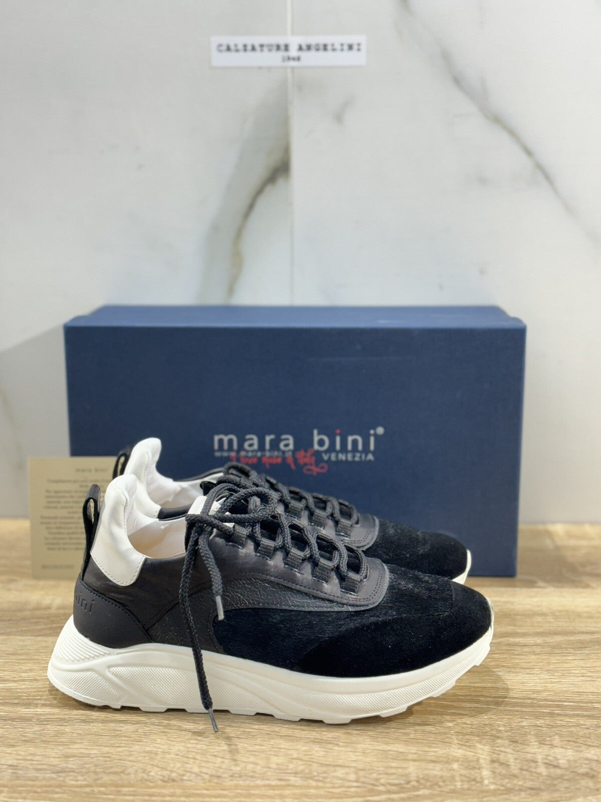 Mara Bini Sneaker Donna Pelle Nera Extra Light Handmade 36