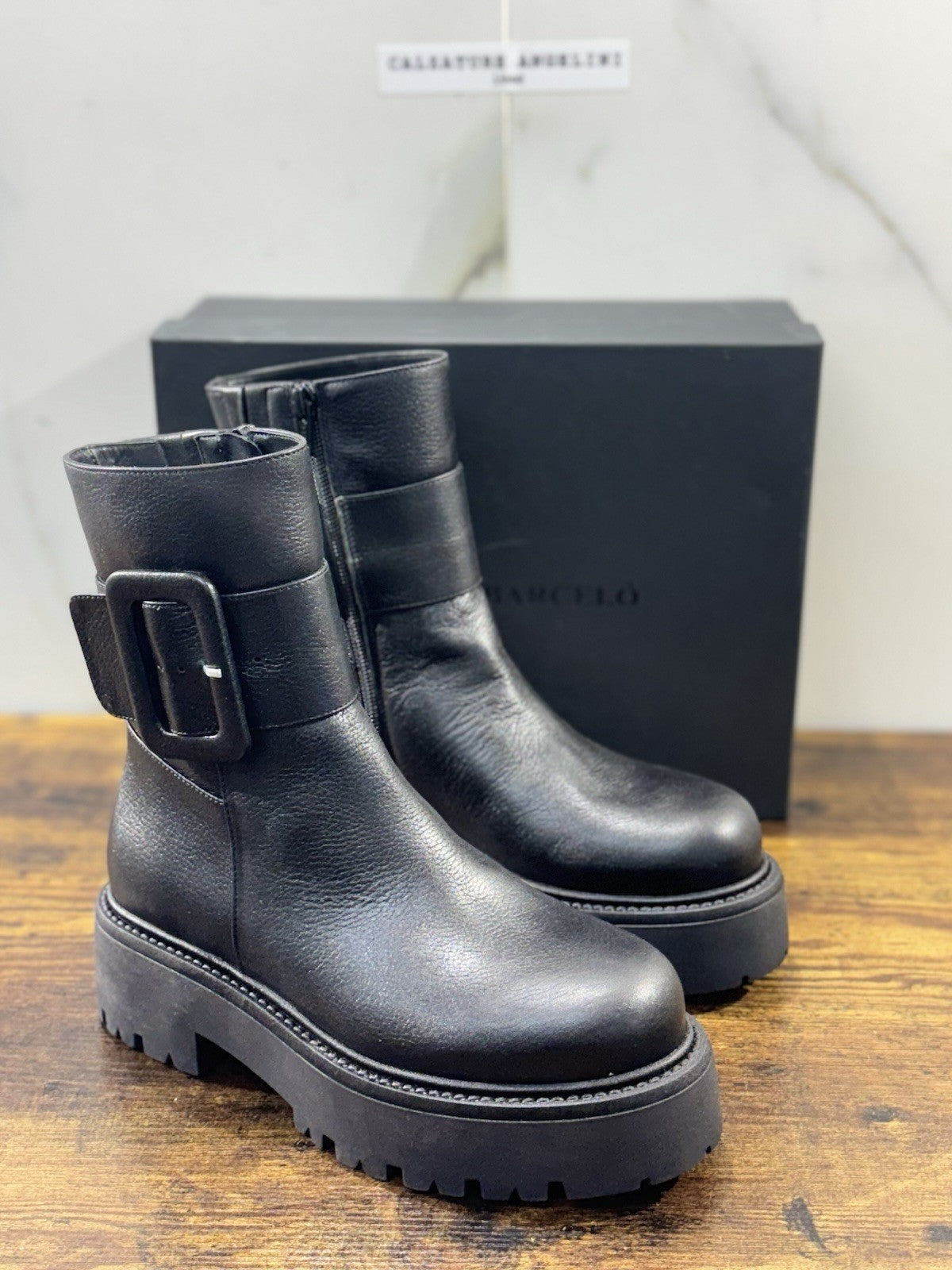 paloma barcelo Chelsea Boot Combat pelle Nera luxury boot 41