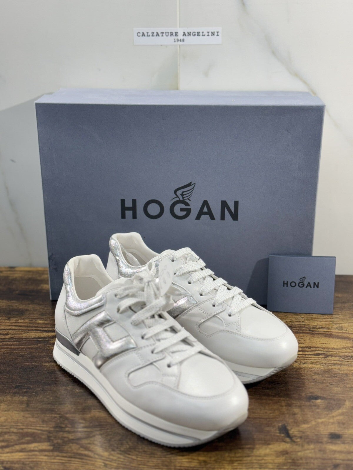 Hogan H222 sneaker Donna extra light Argento Bianco pelle 36