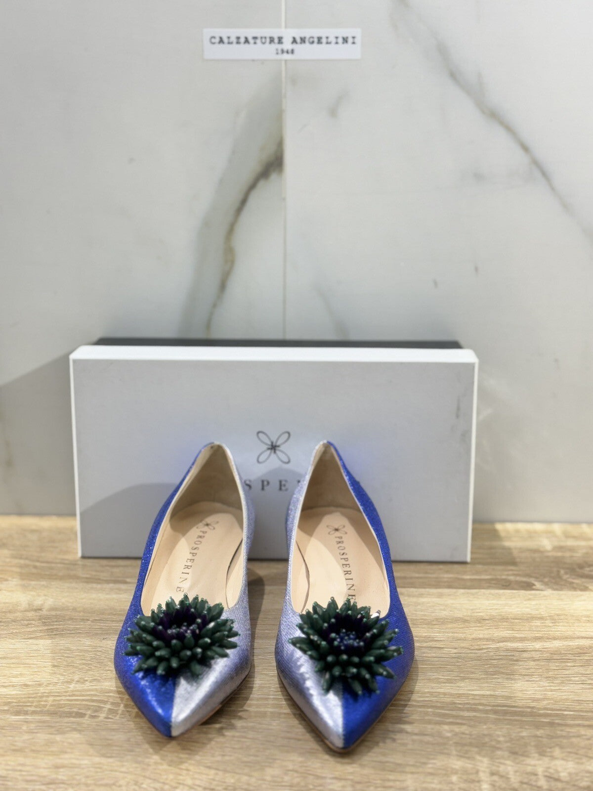 Prosperine Decollete’ donna Damir Blu Pelle lavorazione sacchetto 38