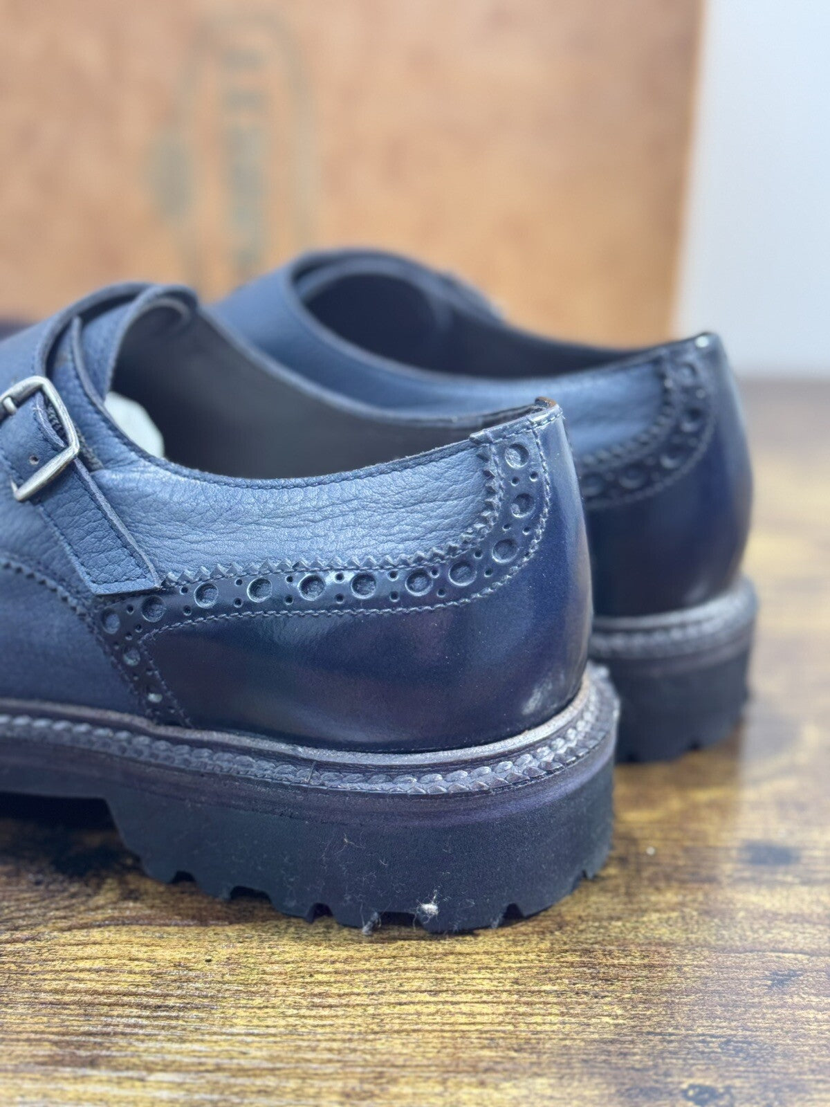 Barrett Doppia Fibbia Uomo Pelle Blu Fondo Vibram Luxury Barrett Men Shoes 40