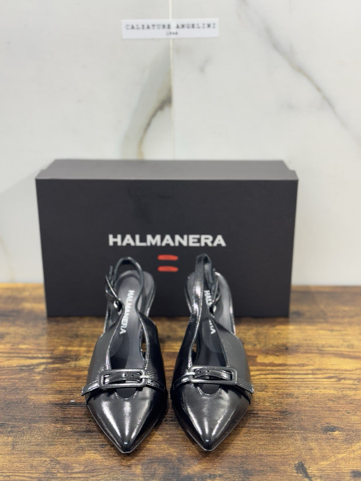 HALMANERA Sling Back Pelle Nero Luxury Made In Italy Donna 35