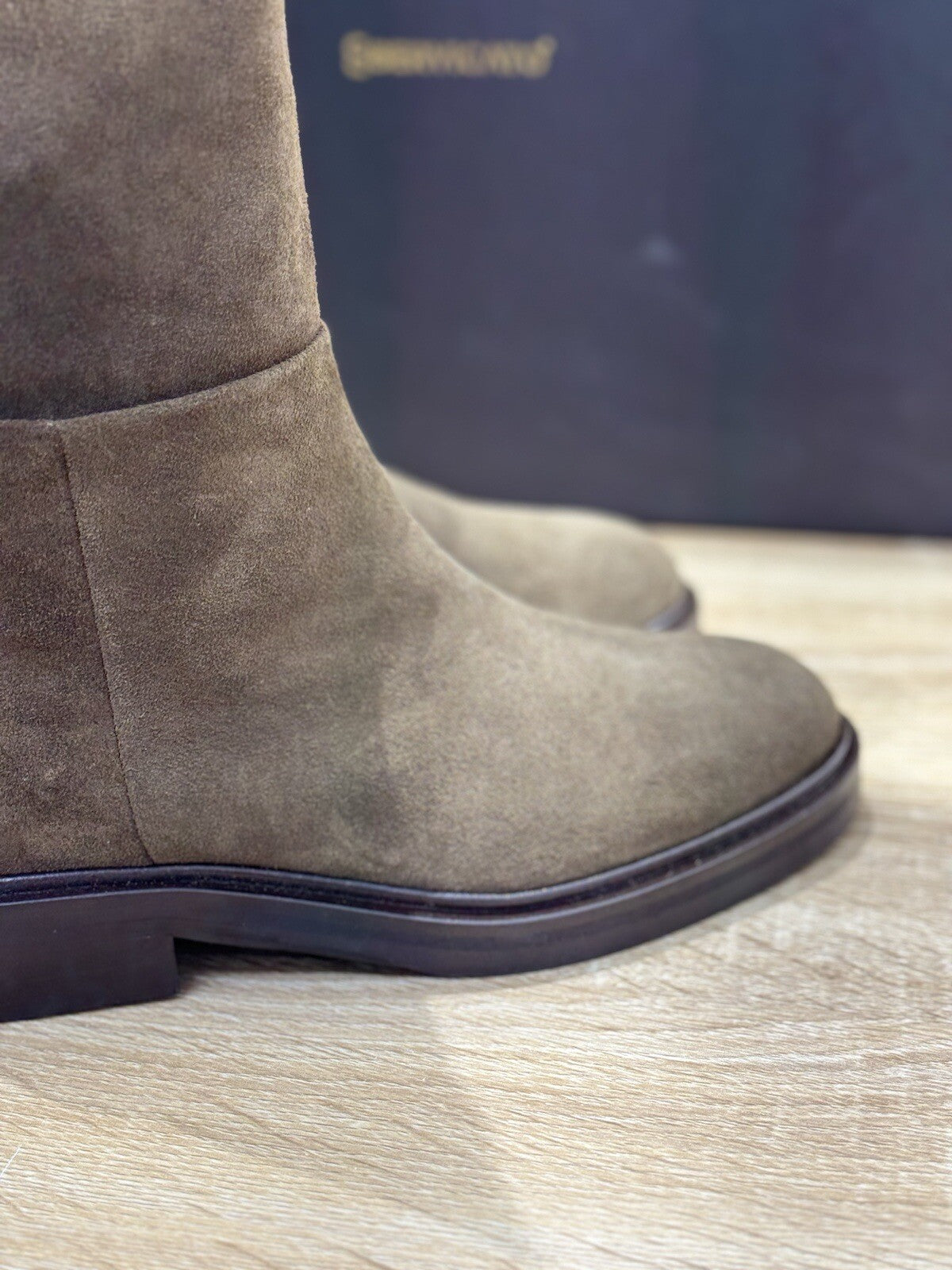 Angelo Bervicato Stivale Donna Tubo Suede Verdone Handmade 36