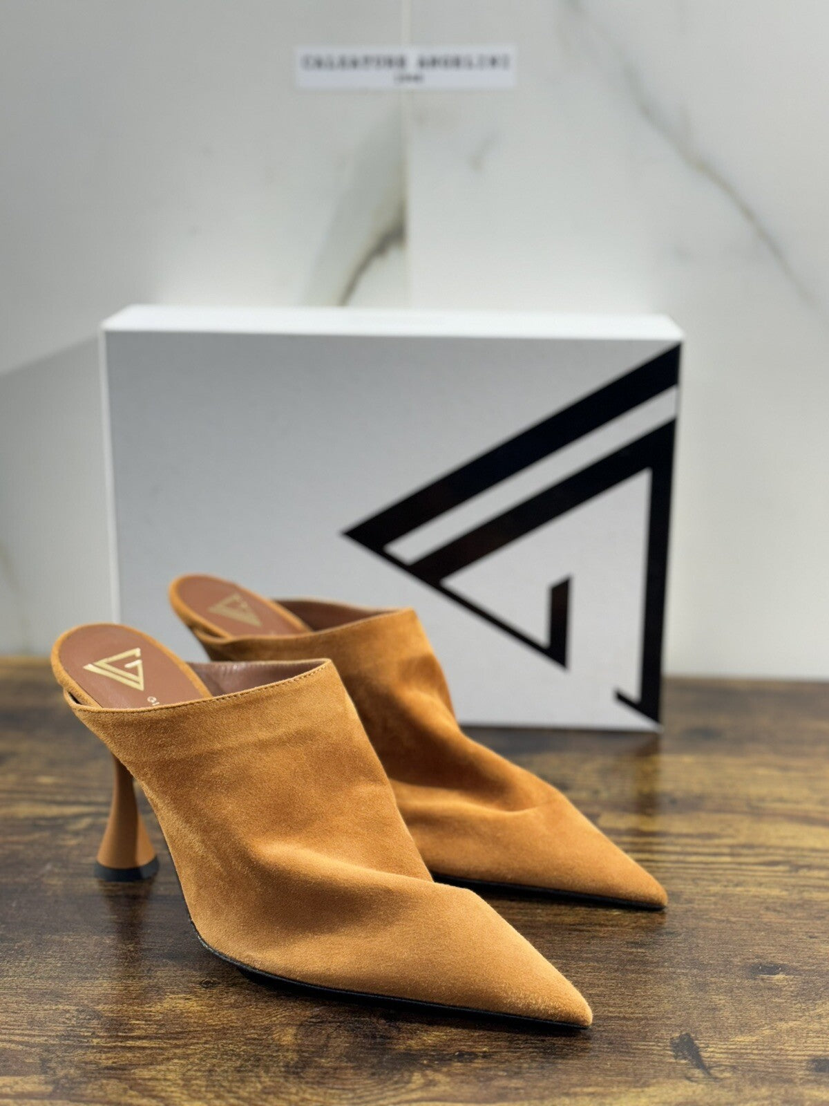 Giampaolo Viozzi Sabot Donna Suede Cuoio Tacco Luxury Woman Sandal 39