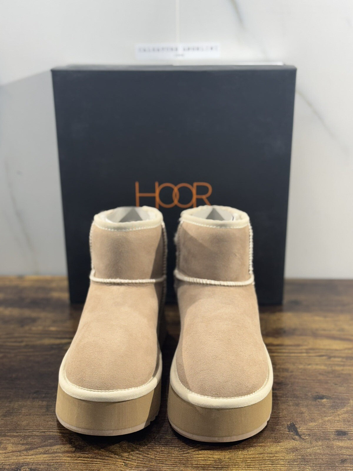 Hoor Stivaletto Donna Vega Suede Taupe Zeppa Extra Light 36