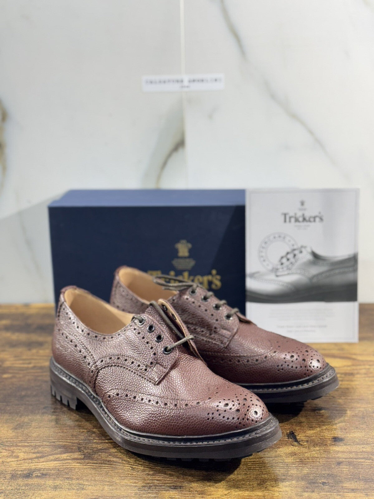 Tricker’s Scarpa Uomo Ilkley Brogue Marrone Goodyear Commando 42