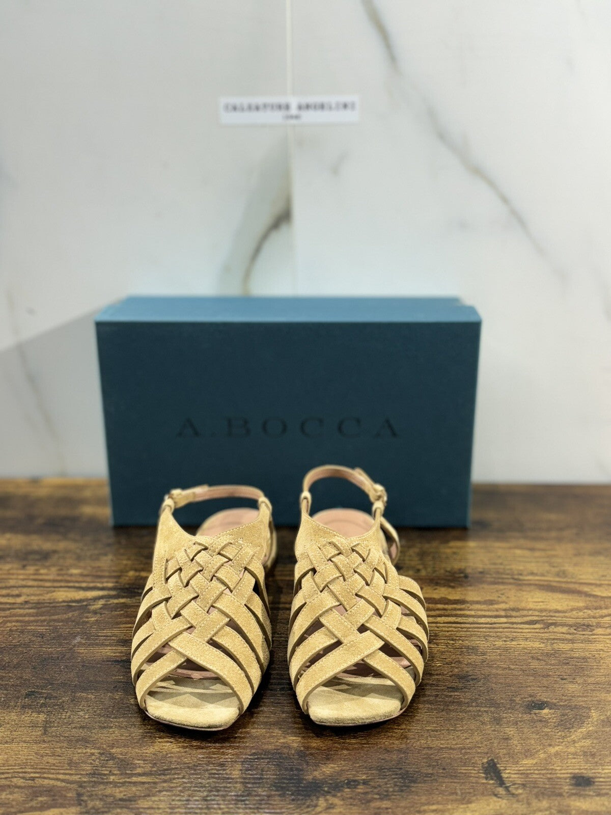 A.Bocca Sandalo Donna Pelle Suede Beige Luxury Woman Sandal A.Bocca 36