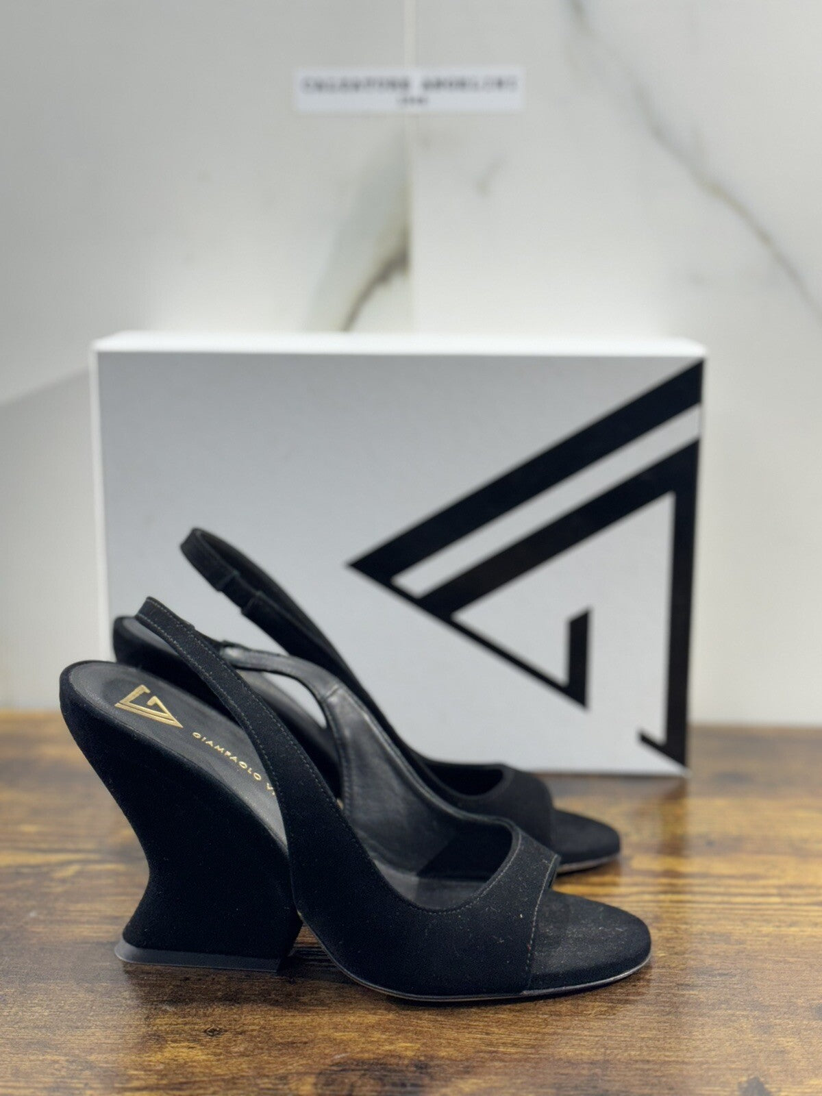 Giampaolo Viozzi Sandalo Donna Suede Nero Zeppa Luxury Woman Sandal 37
