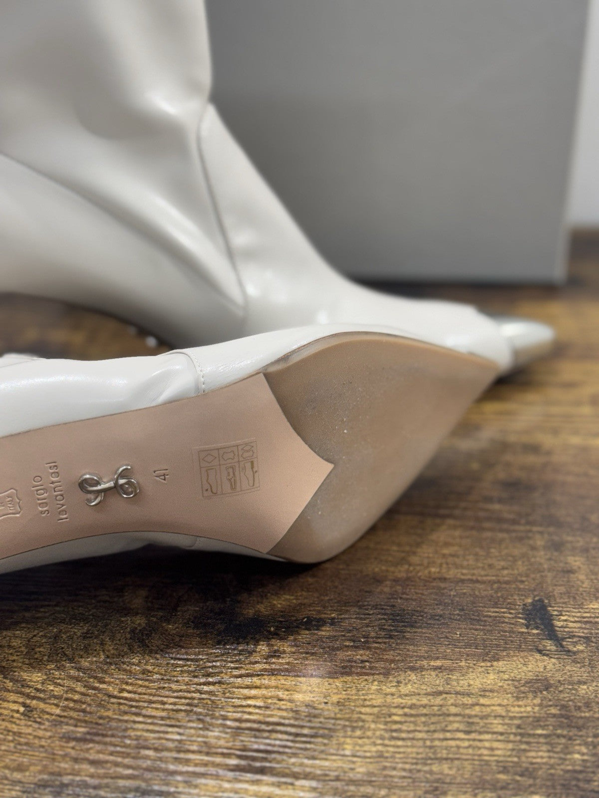Sergio Levantesi Stivaletto Pelle. Gesso Tacco Luxury Made In Italy Donna 41