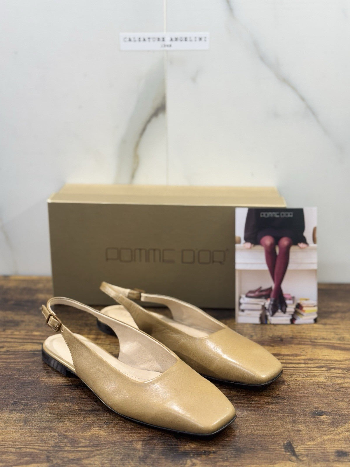 Pomme D’or Sling Back Pelle Camel Scarpa Donna 40