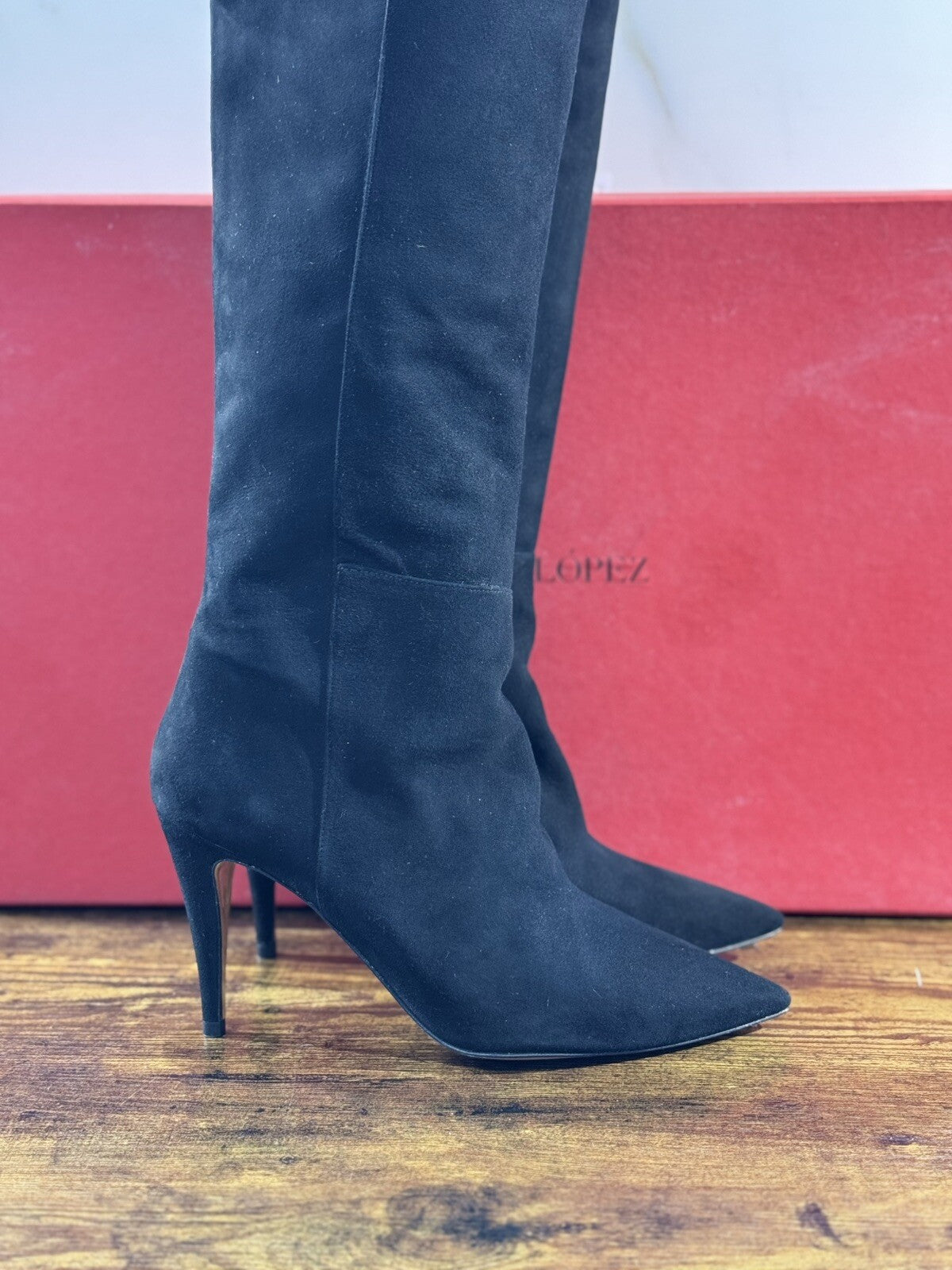 Pura Lopez Stivale Donna Sopra Ginocchio Suede Nero Luxury Boot 39