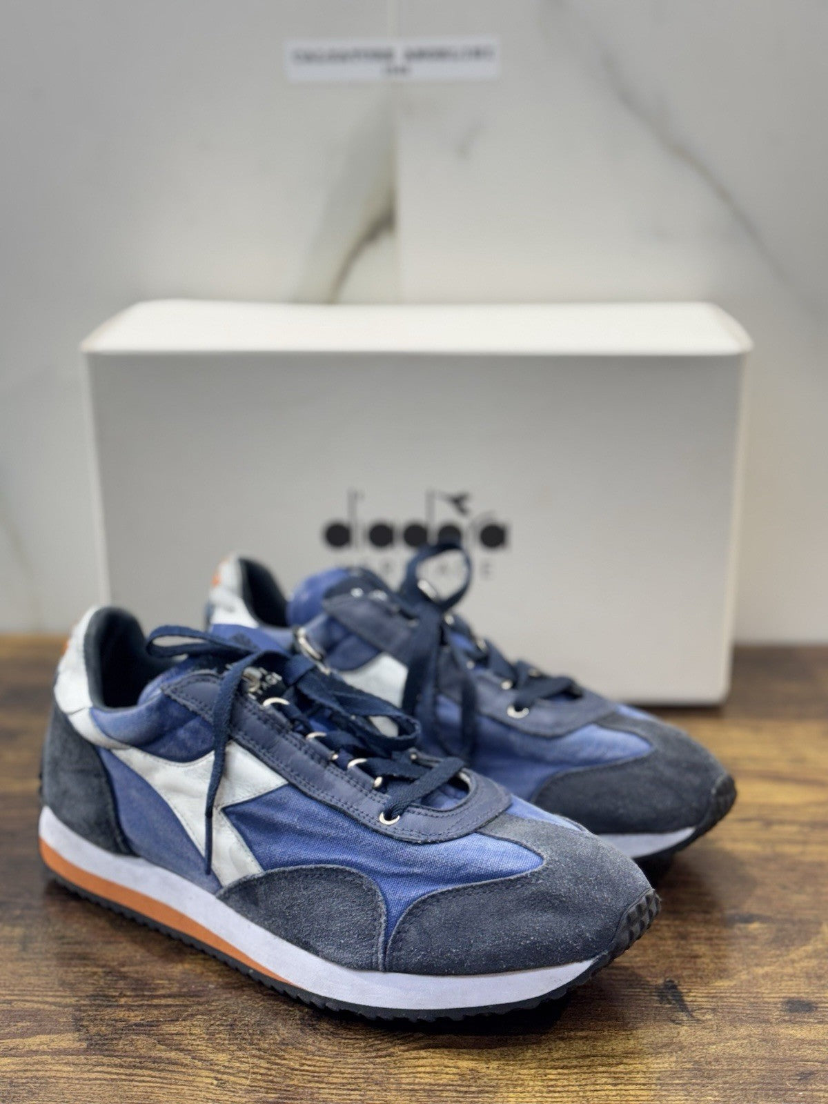 diadora heritage Sneaker Equipe Dirty Stone Wash Blu Made In Italy Uomo 40