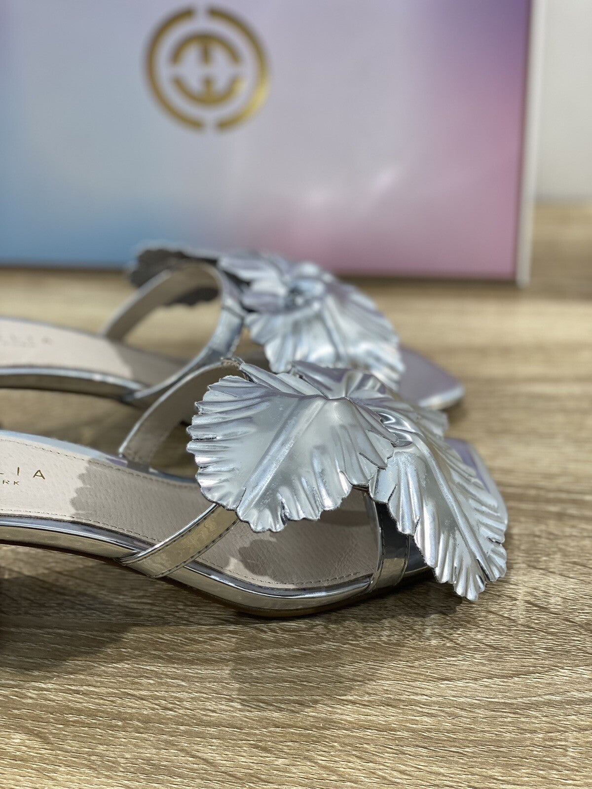 Cecelia New York Sandalo Ciabatta Donna Pelle Silver Casual Woman Sandal 37.5