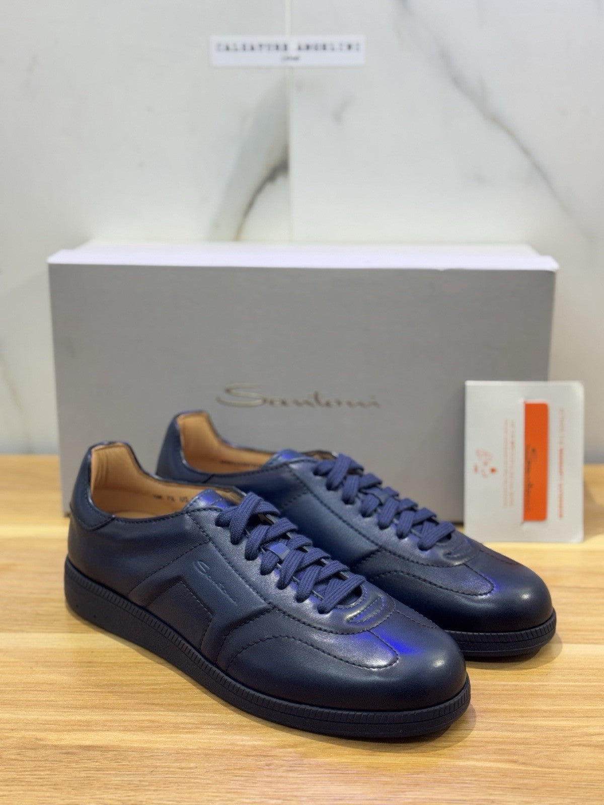 Santoni Dbs Only Sneaker Pelle Blu Luxury Santoni Scarpa Uomo 41.5