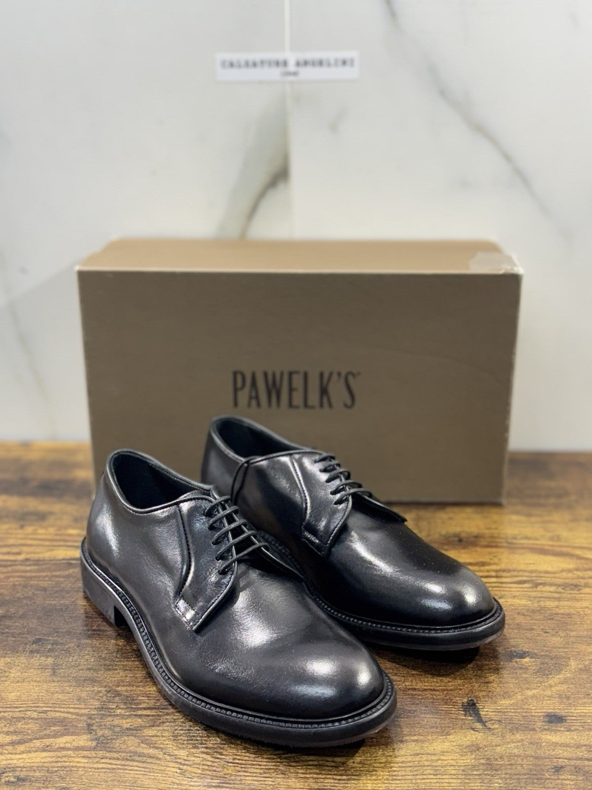 Pawelk’s Derby Uomo Pelle Nero Hand Made Made In Italy Derby 39
