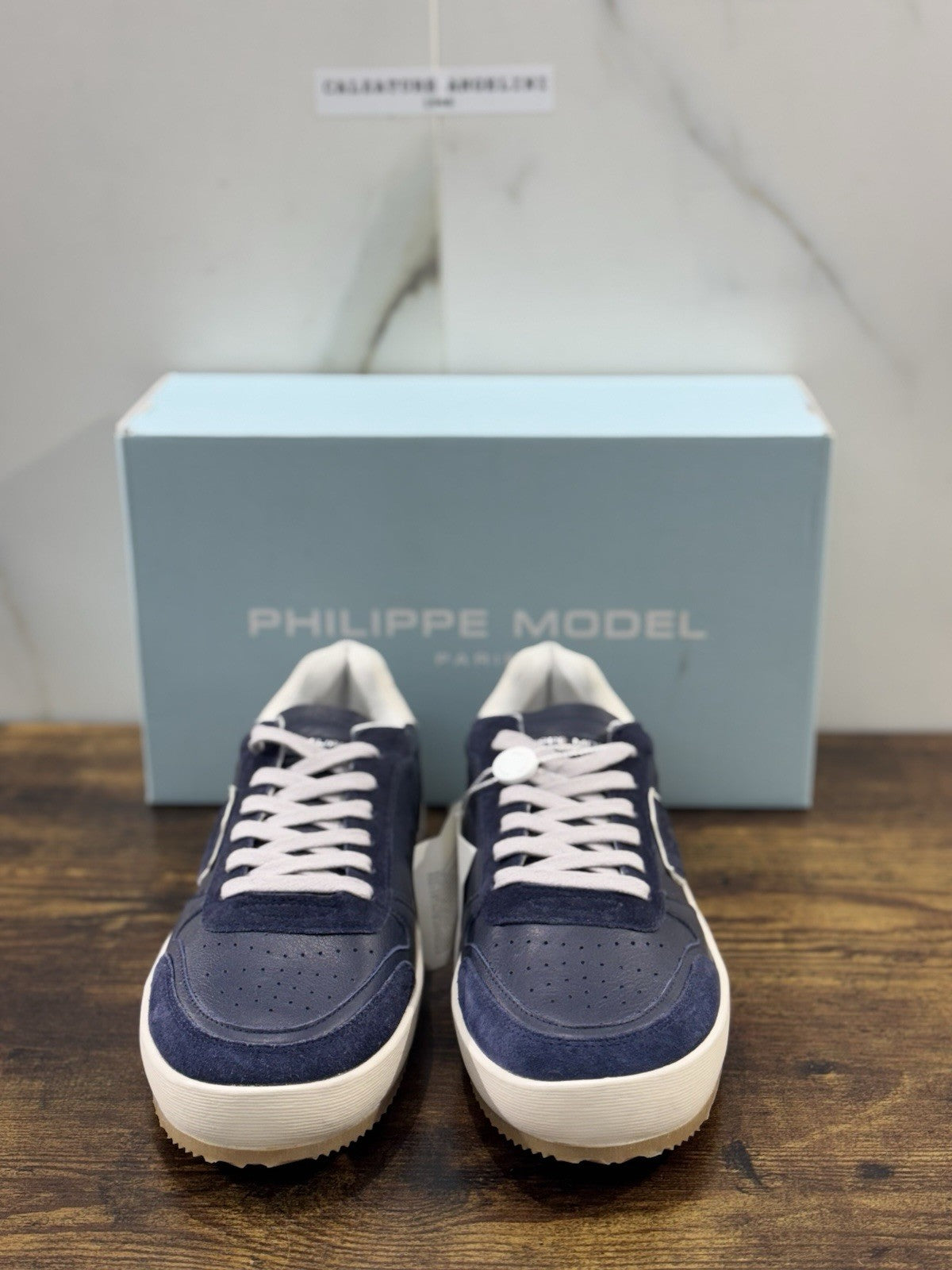 Philippe Model Nice Low Men Sneaker Uomo Pelle E Suede Blu 41