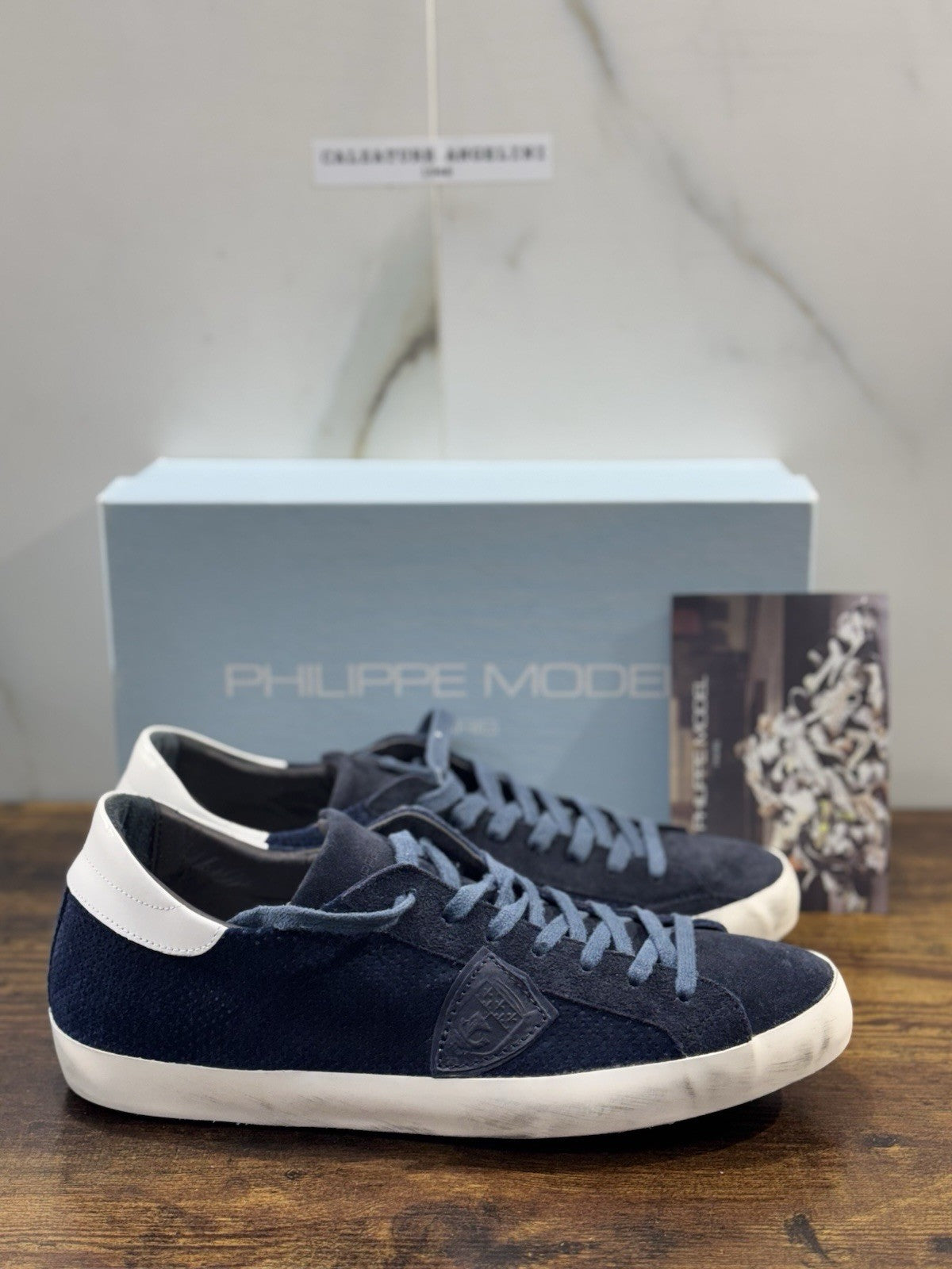 Philippe Model Sneaker Uomo Classic Low Suede Blu 44
