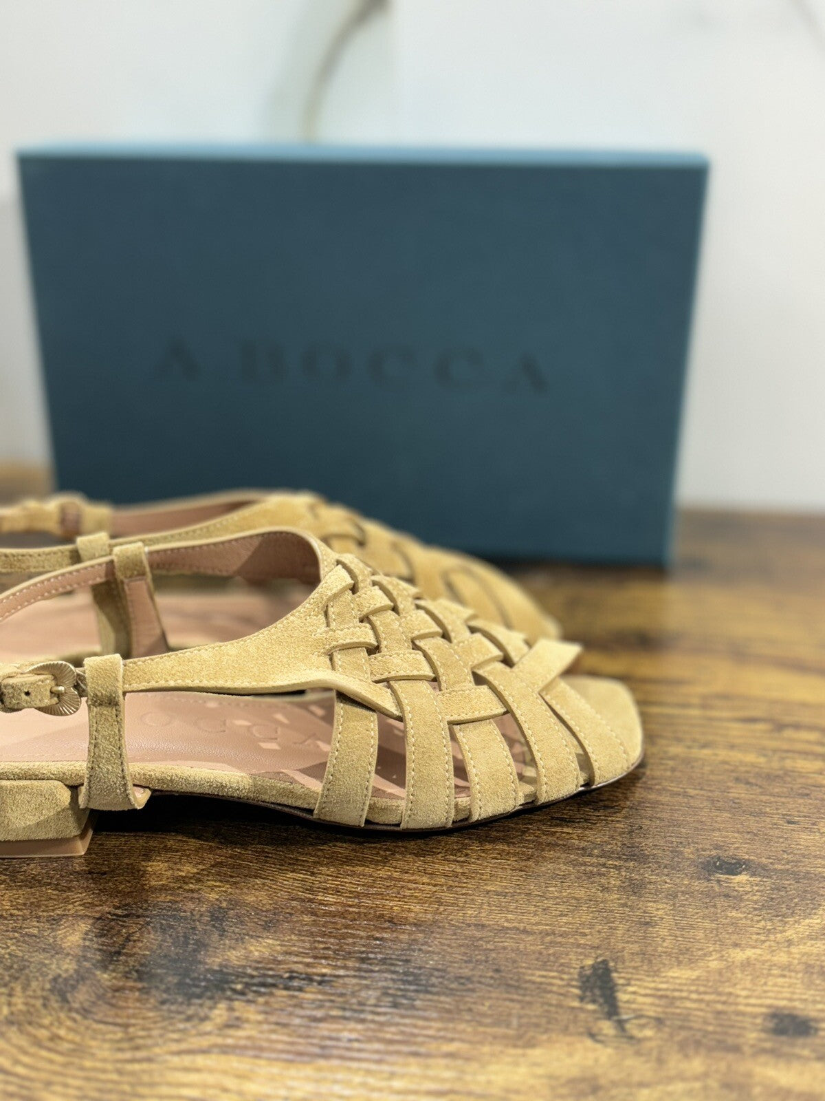A.Bocca Sandalo Donna Pelle Suede Beige Luxury Woman Sandal A.Bocca 36