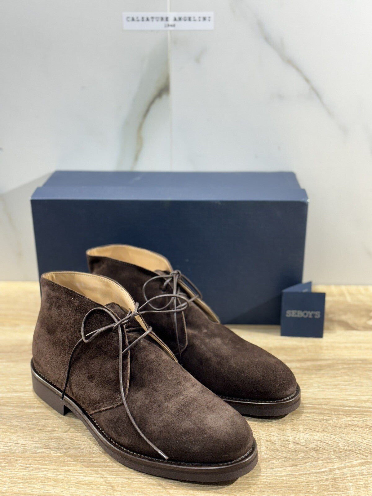 Seboy’s Polacchino Uomo Suede Testa Moro Fondo Vibram Made In Italy 40
