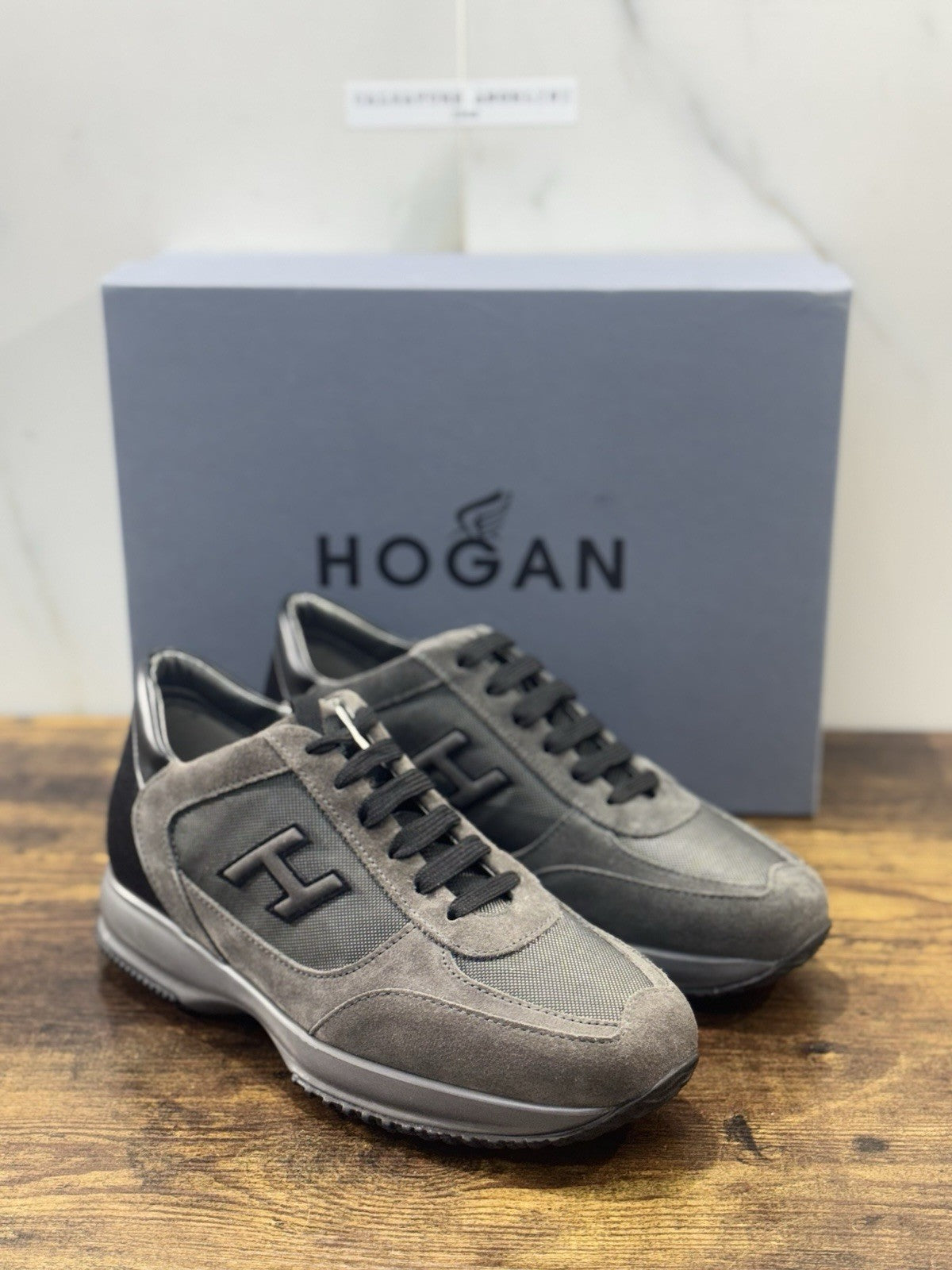 Hogan Interactive Pelle Suede Grey Black Casual Hogan Uomo 42.5