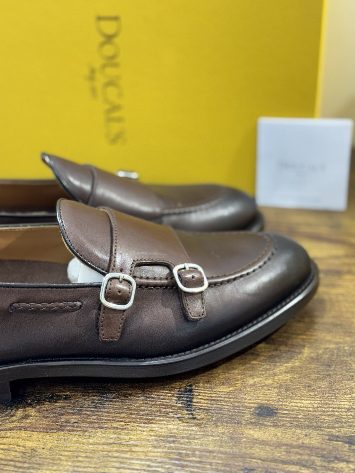 Doucal’s Scarpa Uomo Doppia Fibbia T Moro Pelle Luxury Men Doucal’s Shoes 40