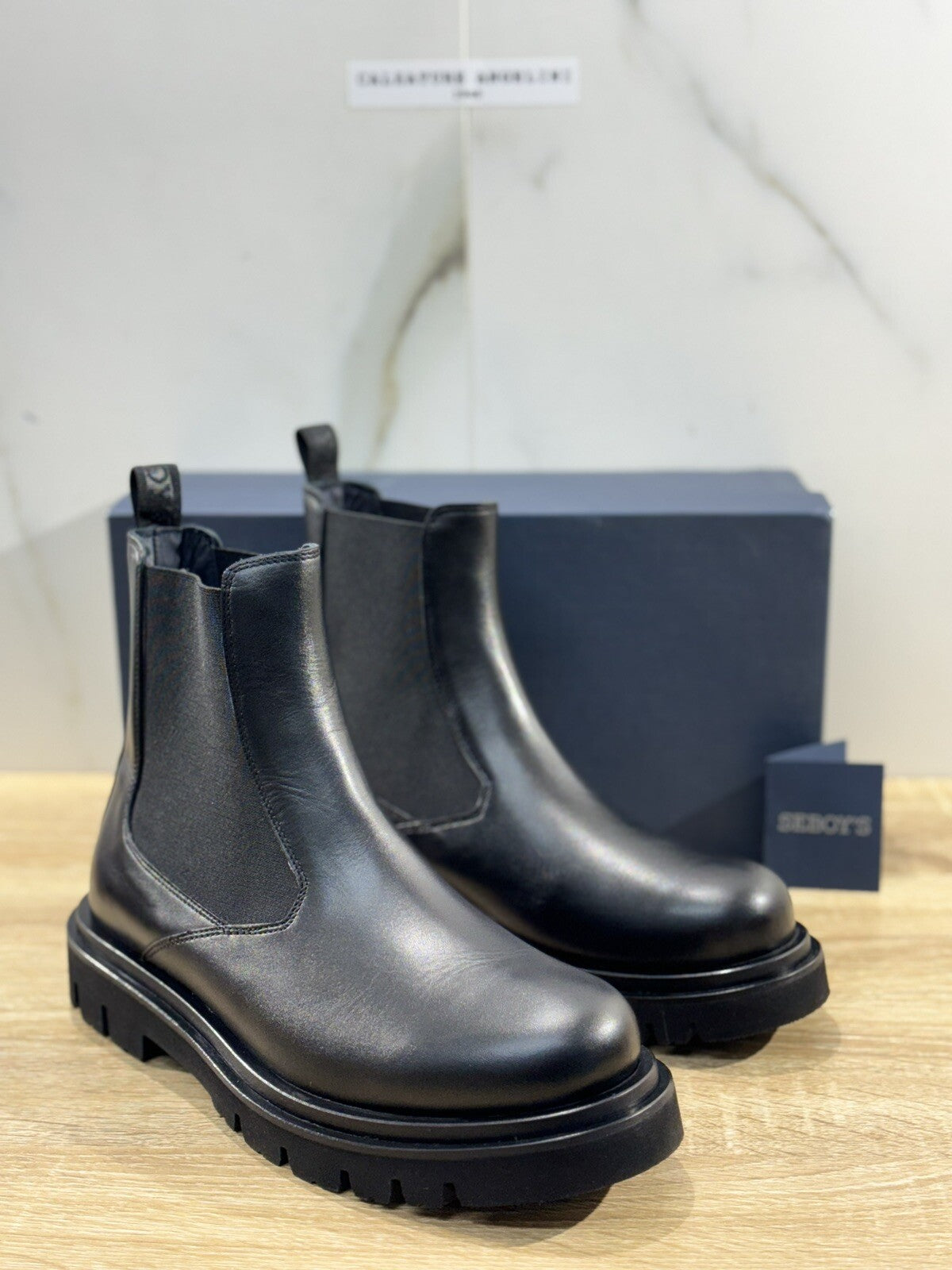 Seboy’s Chelsea Boot Uomo Pelle Nero Fondo Gomma Made In Italy 40