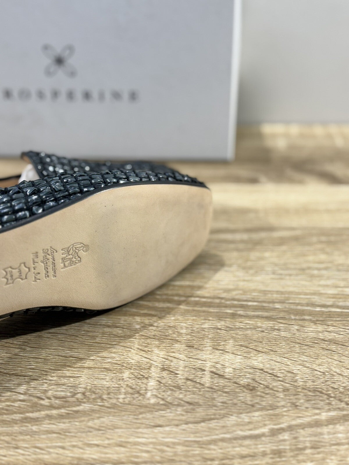 Prosperine Ballerina donna Raffia Petrolio luxury made in italy 37