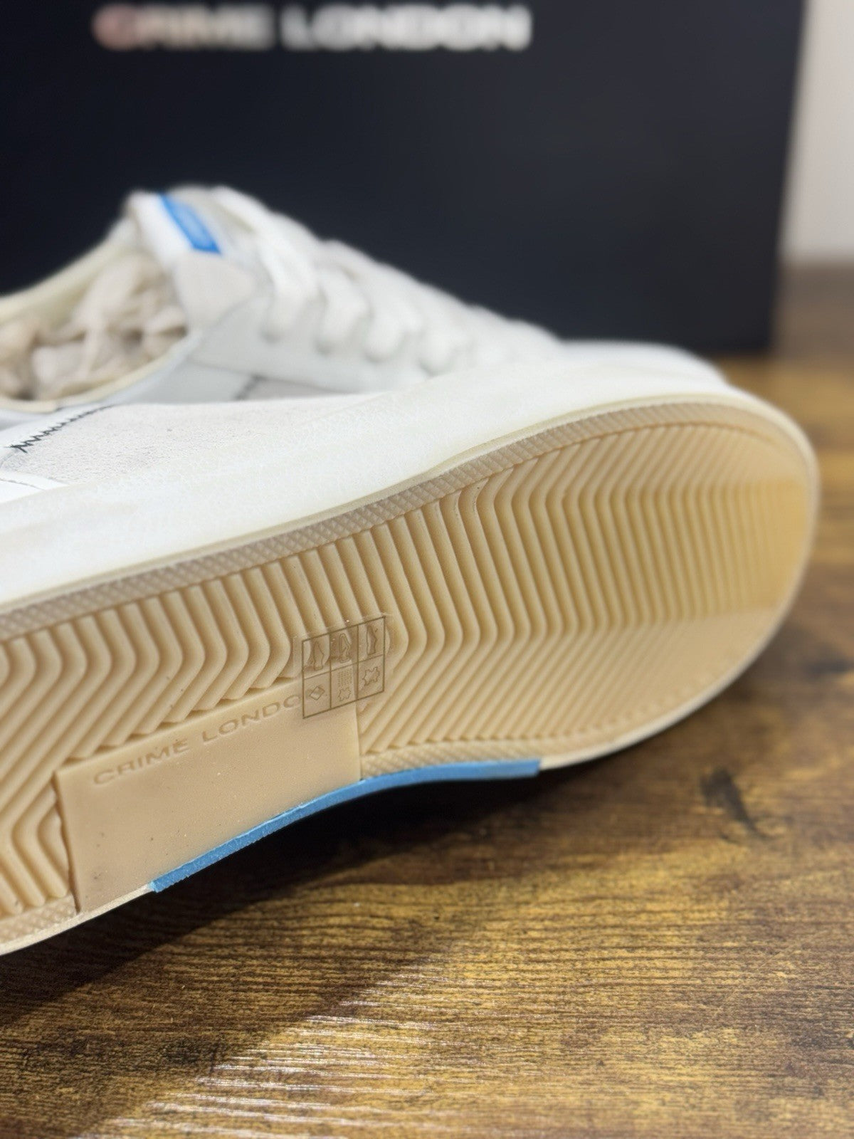 Crime London Sneaker Distressed Pelle Bianca Causal Uomo 41