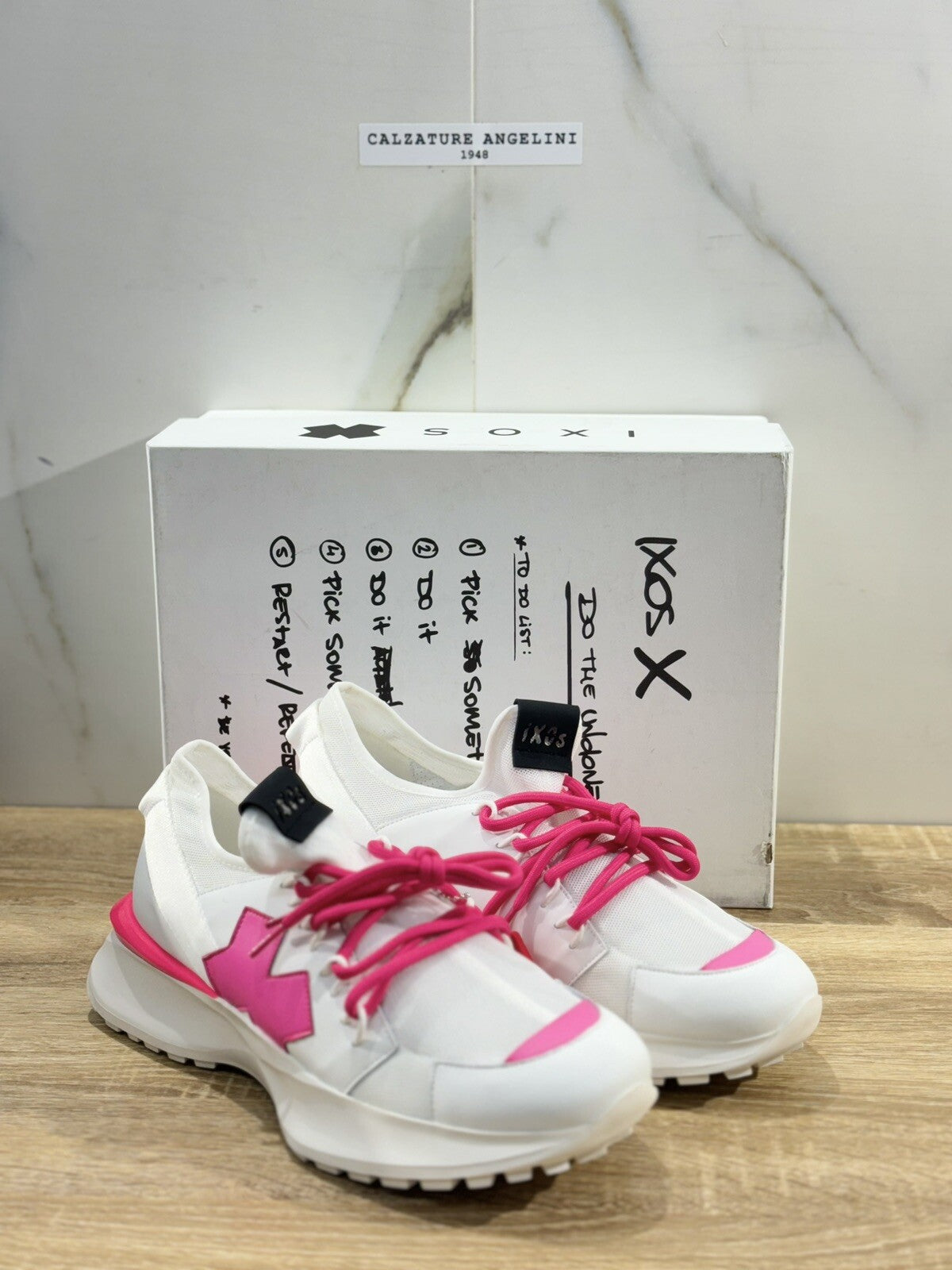Ixos Sneaker Running Donna Pelle Bianca Fucsia Casual Extra Light 41