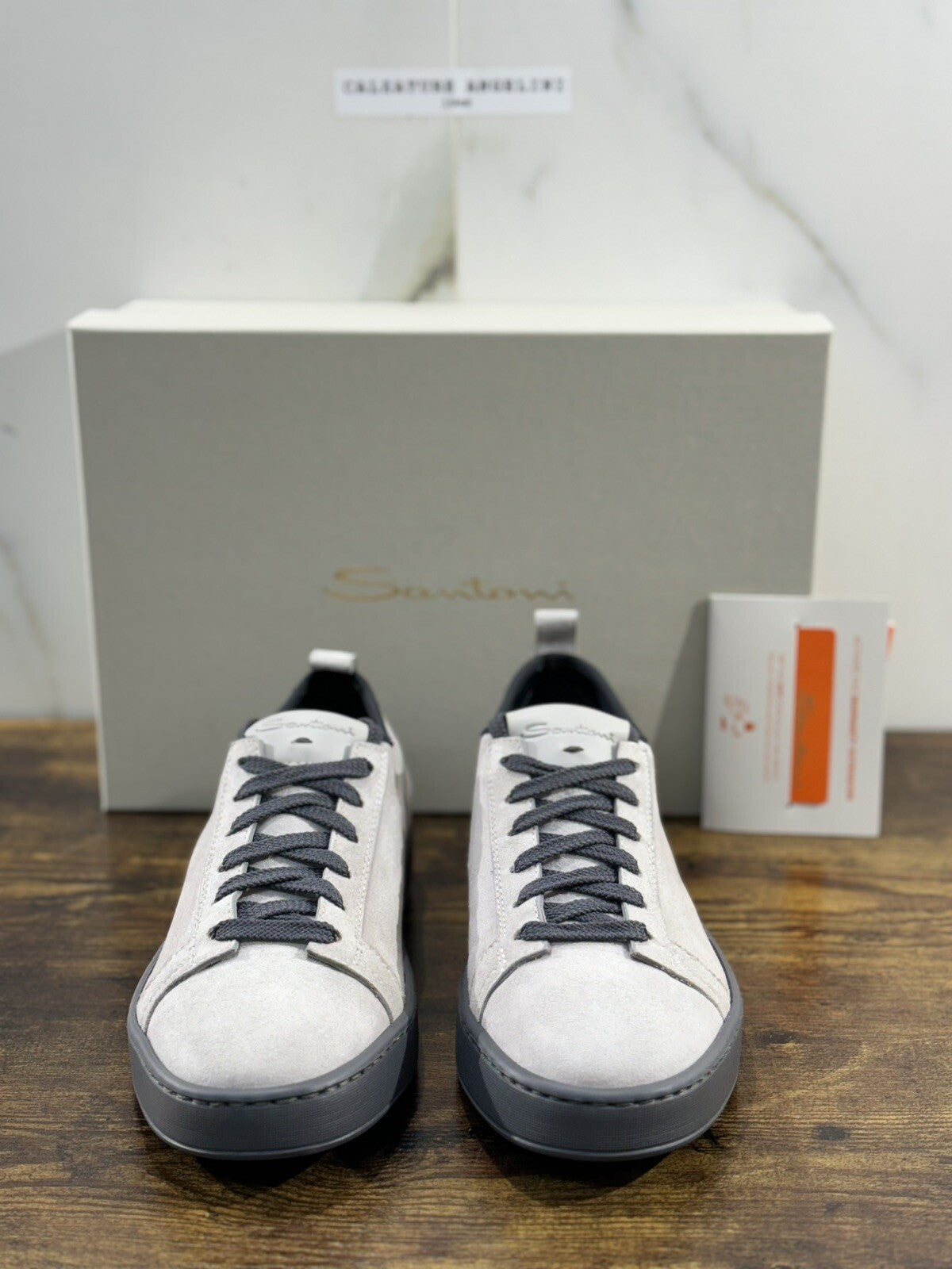 Santoni Sneaker Uomo Icon Pelle Grey Luxury Men Santoni Shoes Icon 40