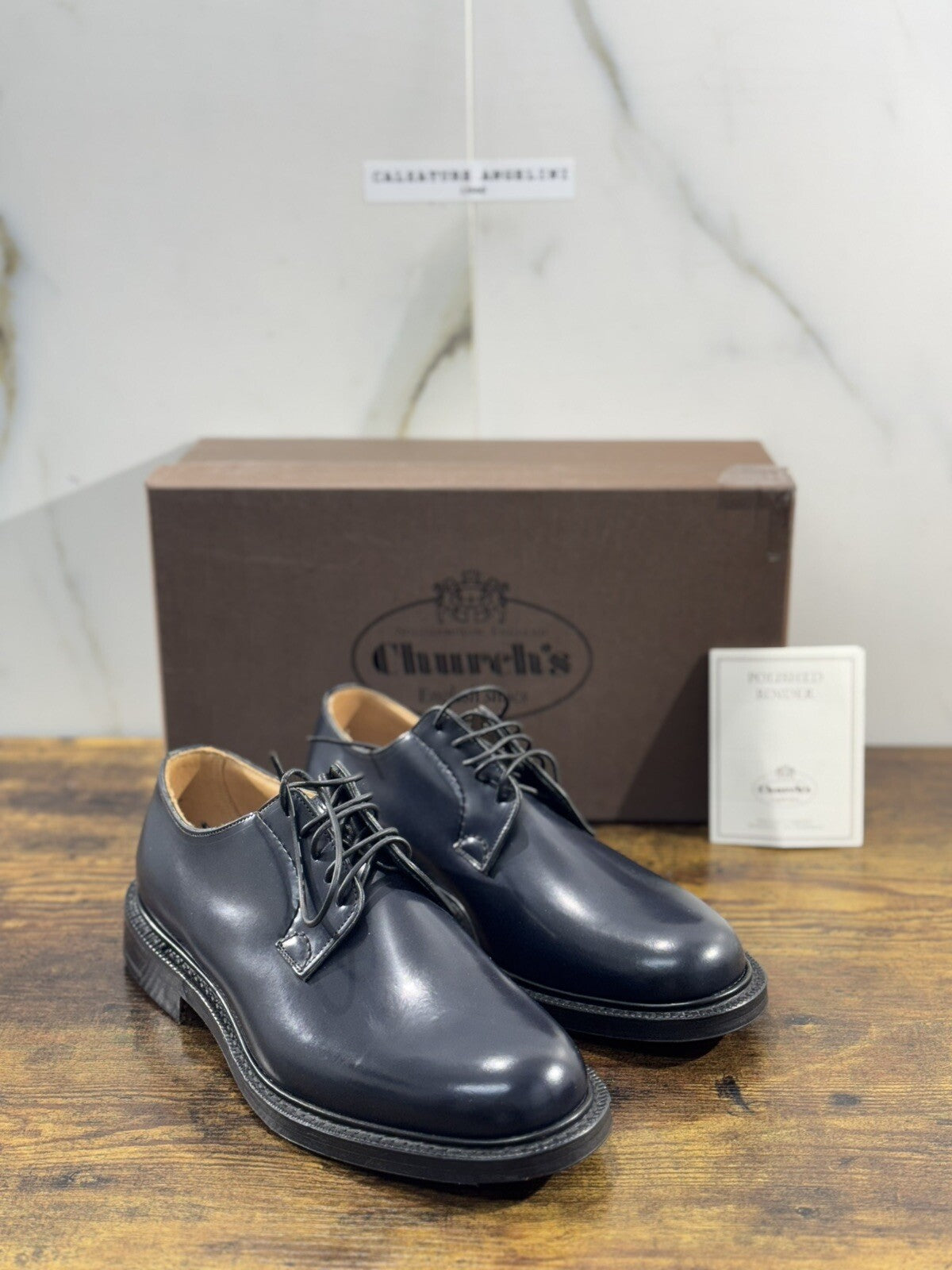 Church’s Shannon Polished Binder Derby Blu Navy Men Shoes 40